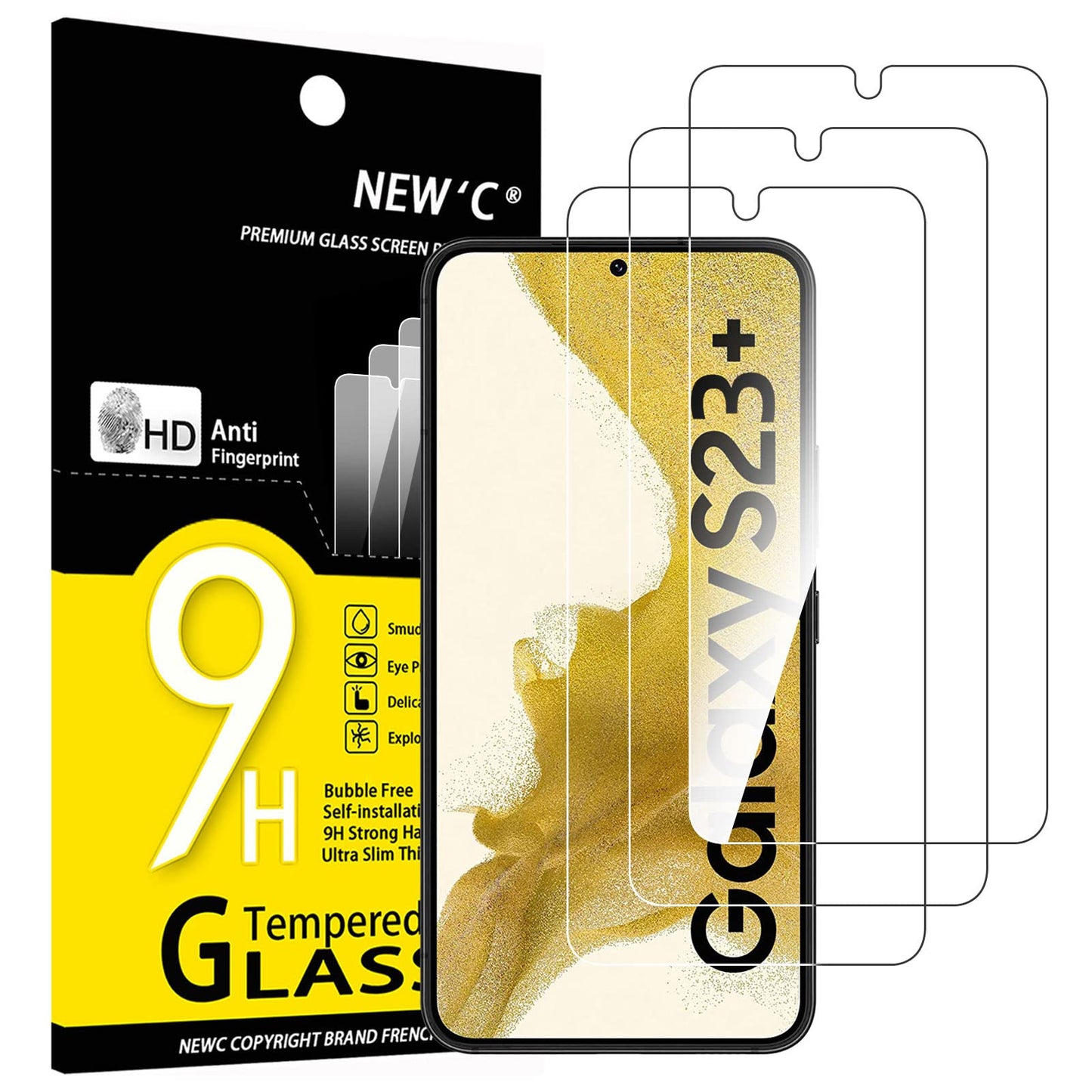 NEW'C 3 Pack Designed for Samsung Galaxy S24 5G Screen Protector Tempered Glass,Case Friendly Ultra Resistant