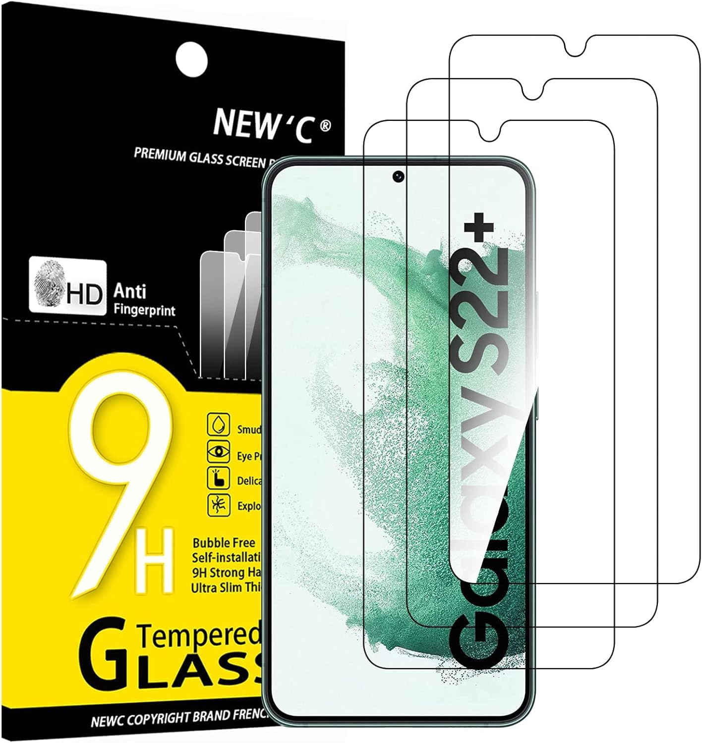 NEW'C 3 Pack Designed for Samsung Galaxy S24 5G Screen Protector Tempered Glass,Case Friendly Ultra Resistant