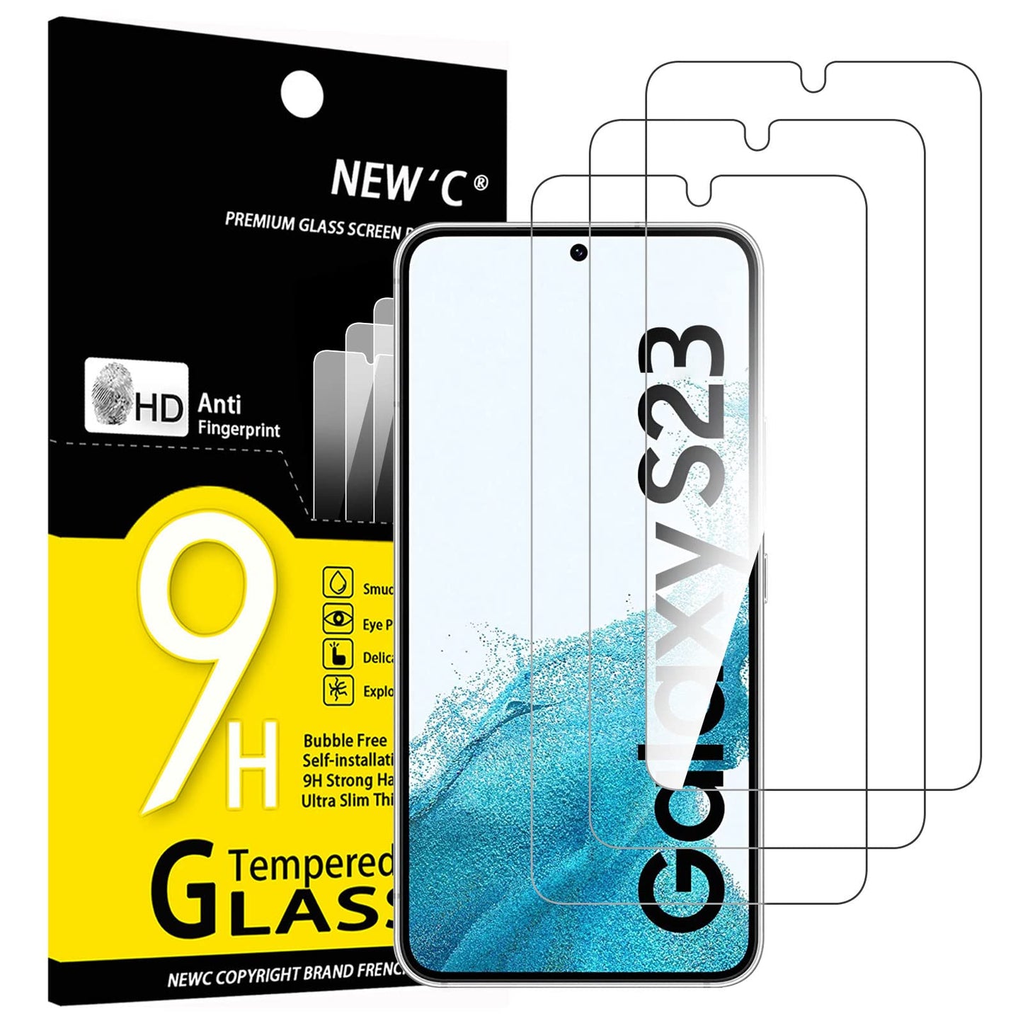 NEW'C 3 Pack Designed for Samsung Galaxy S24 5G Screen Protector Tempered Glass,Case Friendly Ultra Resistant