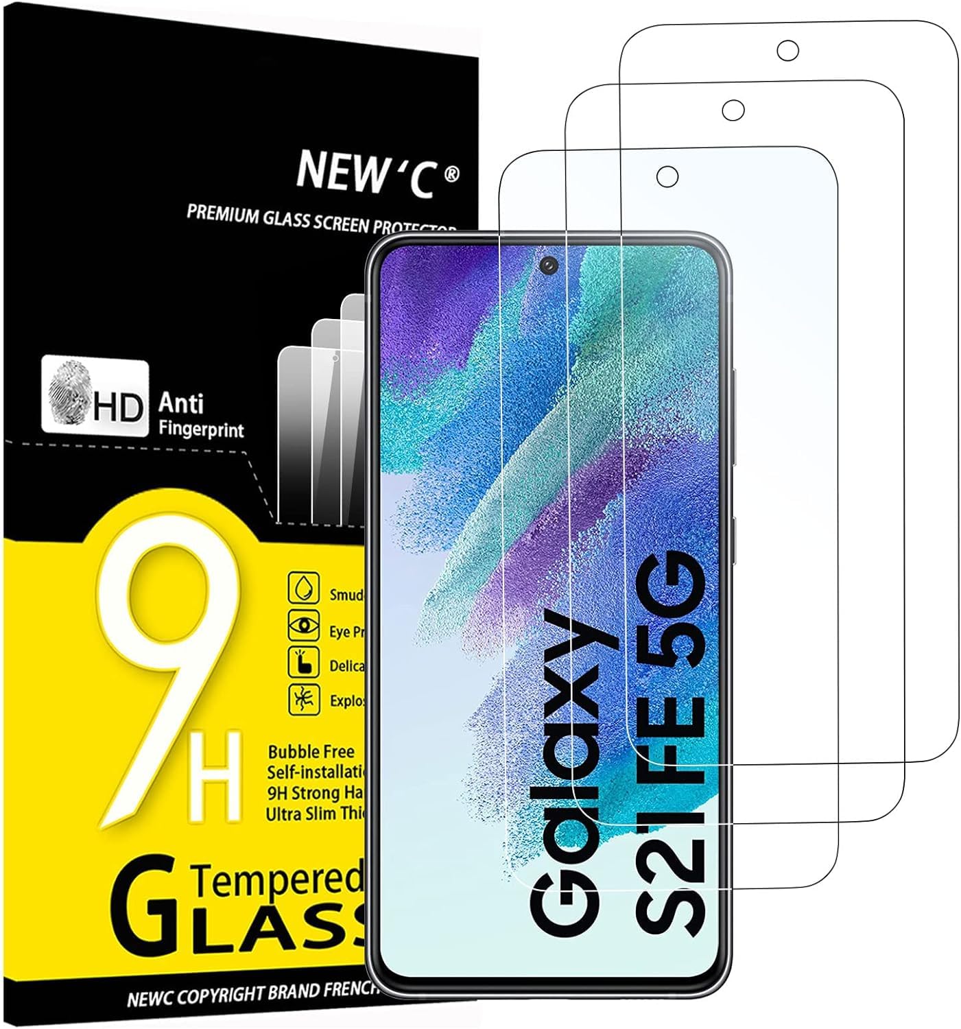 NEW'C 3 Pack Designed for Samsung Galaxy S24 5G Screen Protector Tempered Glass,Case Friendly Ultra Resistant