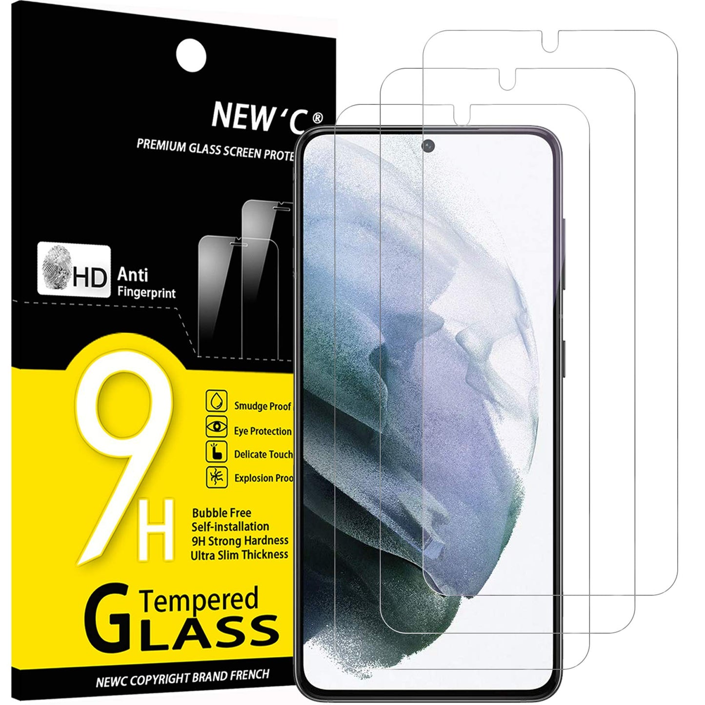 NEW'C 3 Pack Designed for Samsung Galaxy S24 5G Screen Protector Tempered Glass,Case Friendly Ultra Resistant