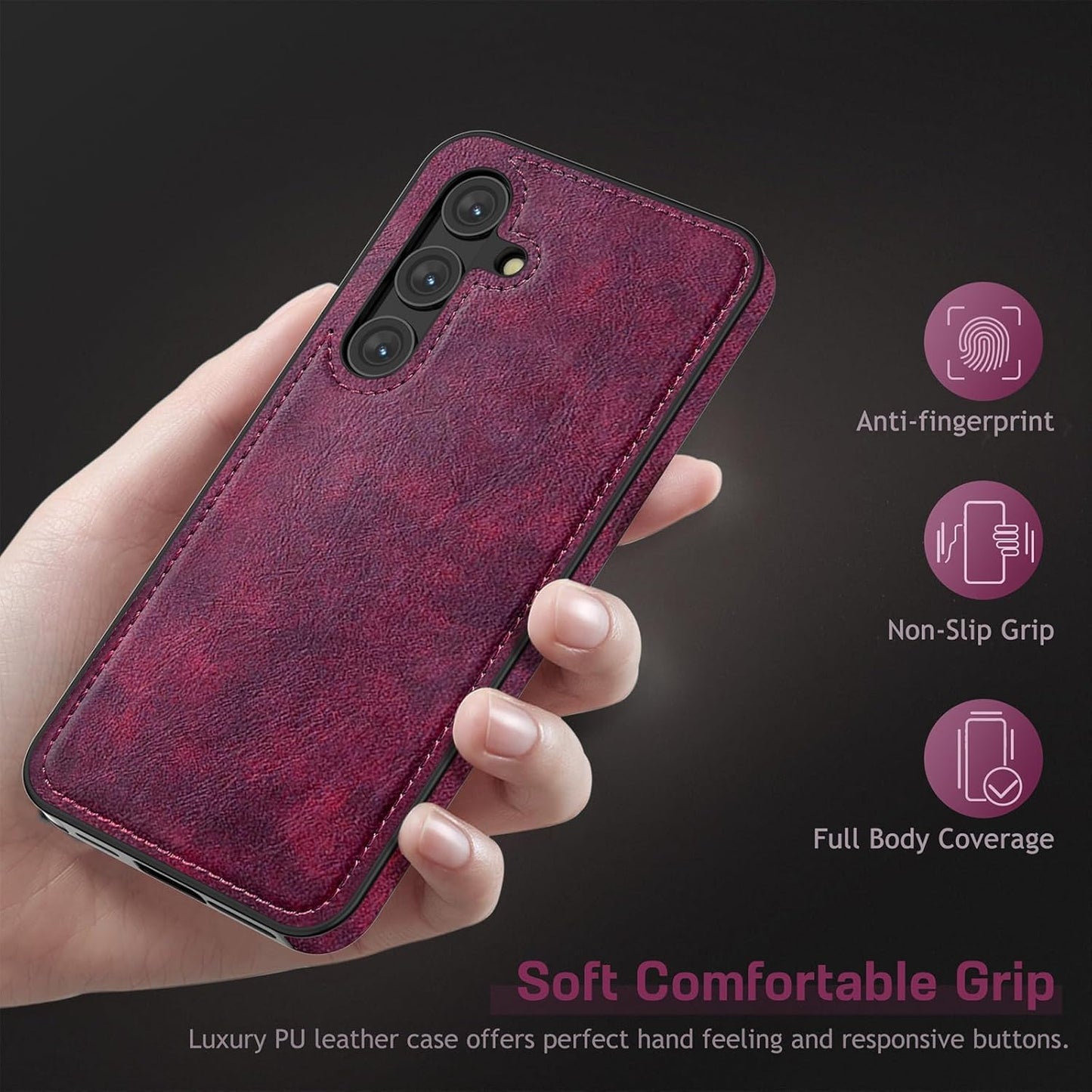 LOHASIC for Galaxy S24 Plus Case 5G, Premium Leather Luxury Business PU Non-Slip Grip Shockproof Bumper Full Body Protective Cover Men Phone Cases for Samsung Galaxy S24+ Plus 5G 6.7 inch 2024 - Brown