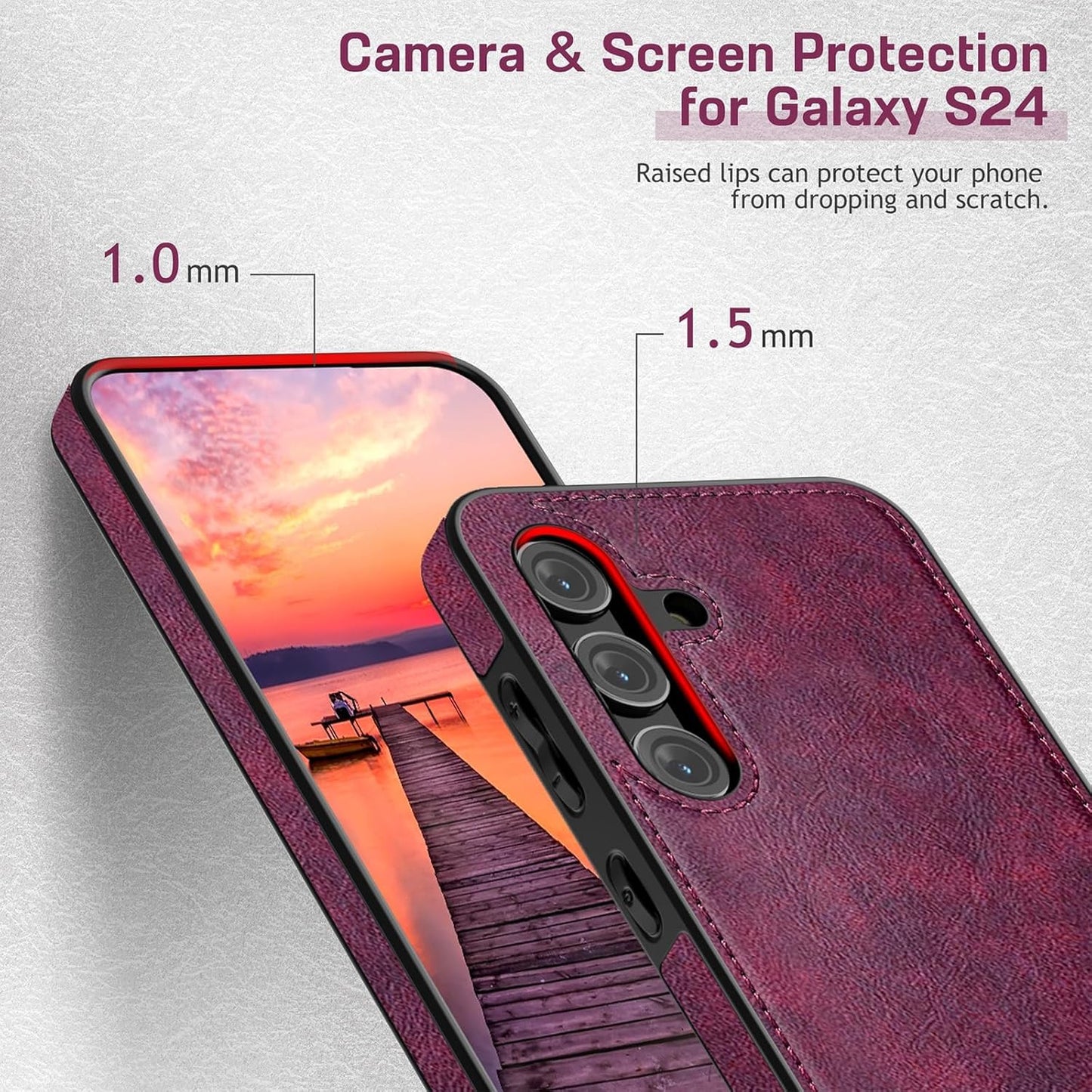 LOHASIC for Galaxy S24 Plus Case 5G, Premium Leather Luxury Business PU Non-Slip Grip Shockproof Bumper Full Body Protective Cover Men Phone Cases for Samsung Galaxy S24+ Plus 5G 6.7 inch 2024 - Brown