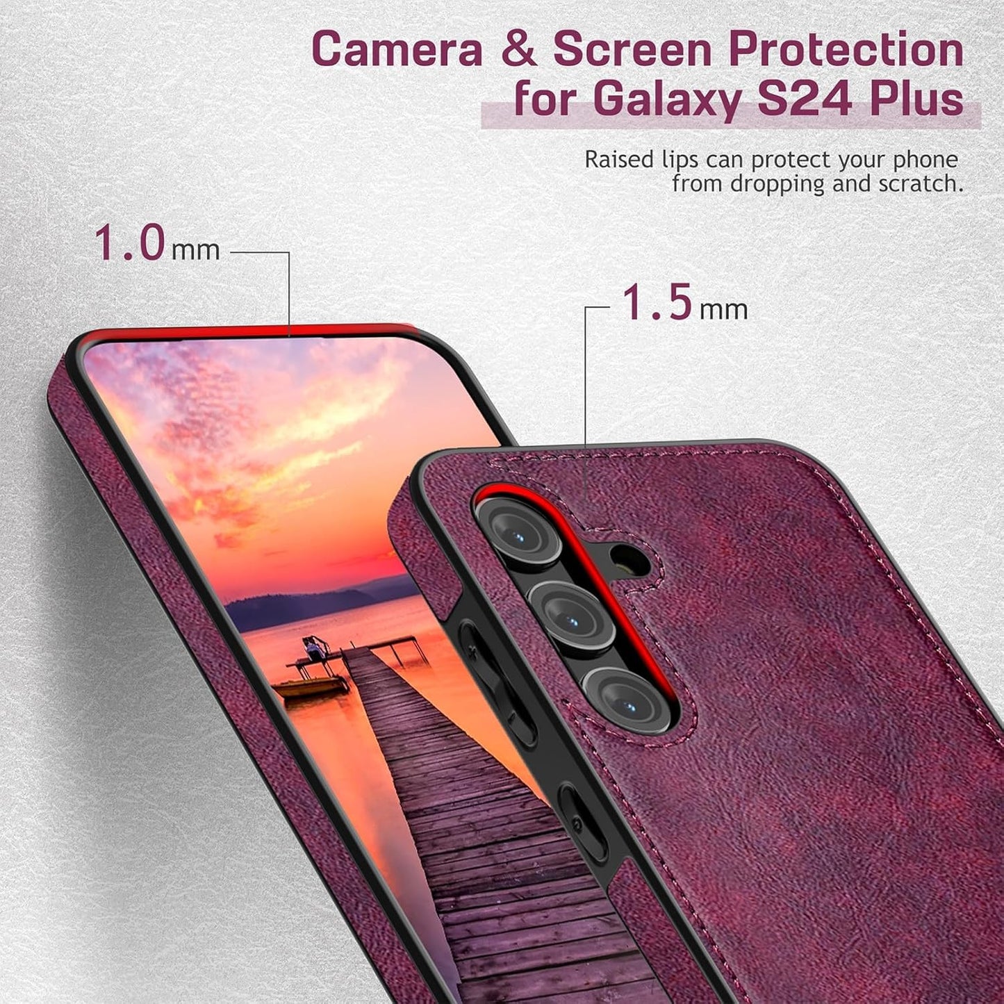 LOHASIC for Galaxy S24 Plus Case 5G, Premium Leather Luxury Business PU Non-Slip Grip Shockproof Bumper Full Body Protective Cover Men Phone Cases for Samsung Galaxy S24+ Plus 5G 6.7 inch 2024 - Brown