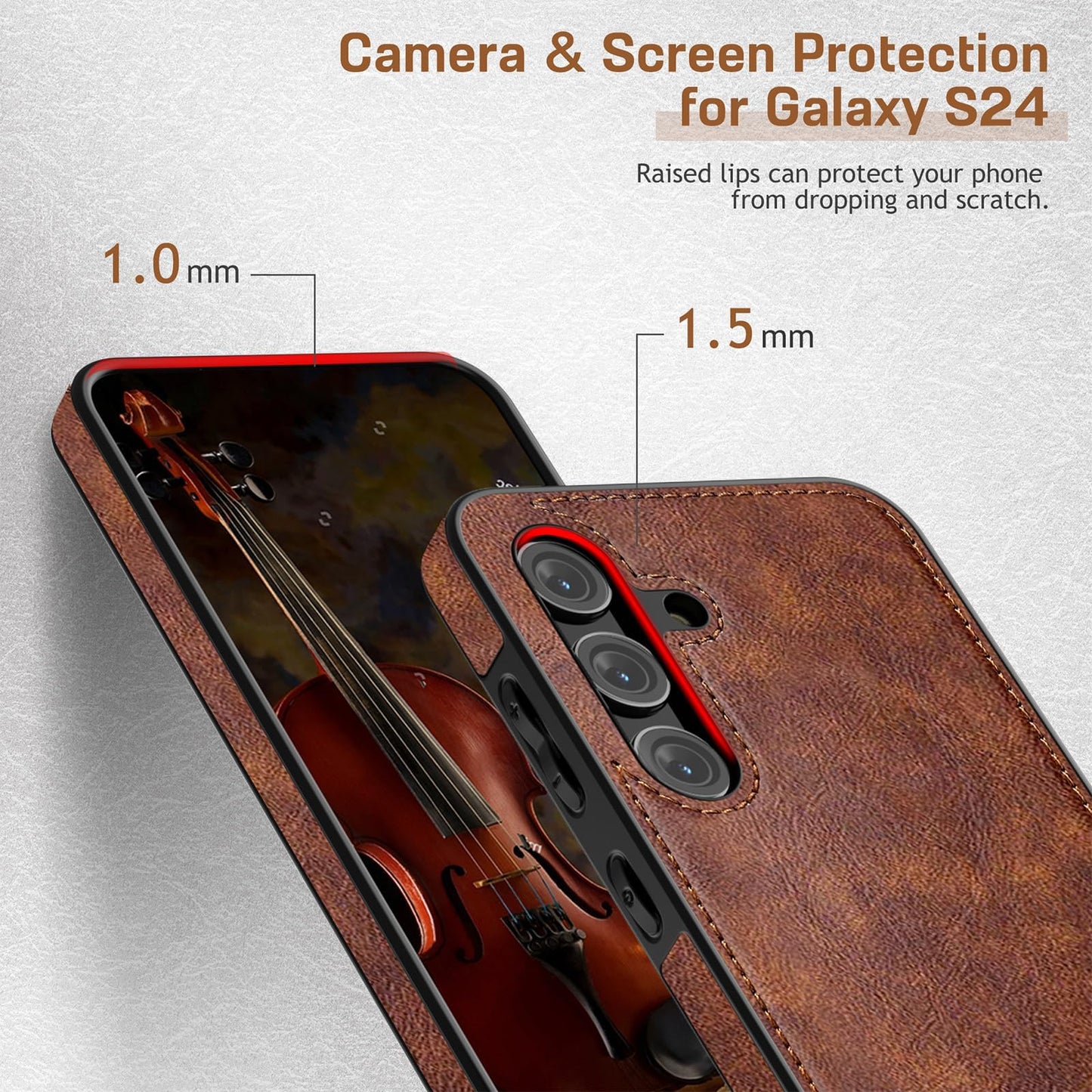 LOHASIC for Galaxy S24 Plus Case 5G, Premium Leather Luxury Business PU Non-Slip Grip Shockproof Bumper Full Body Protective Cover Men Phone Cases for Samsung Galaxy S24+ Plus 5G 6.7 inch 2024 - Brown