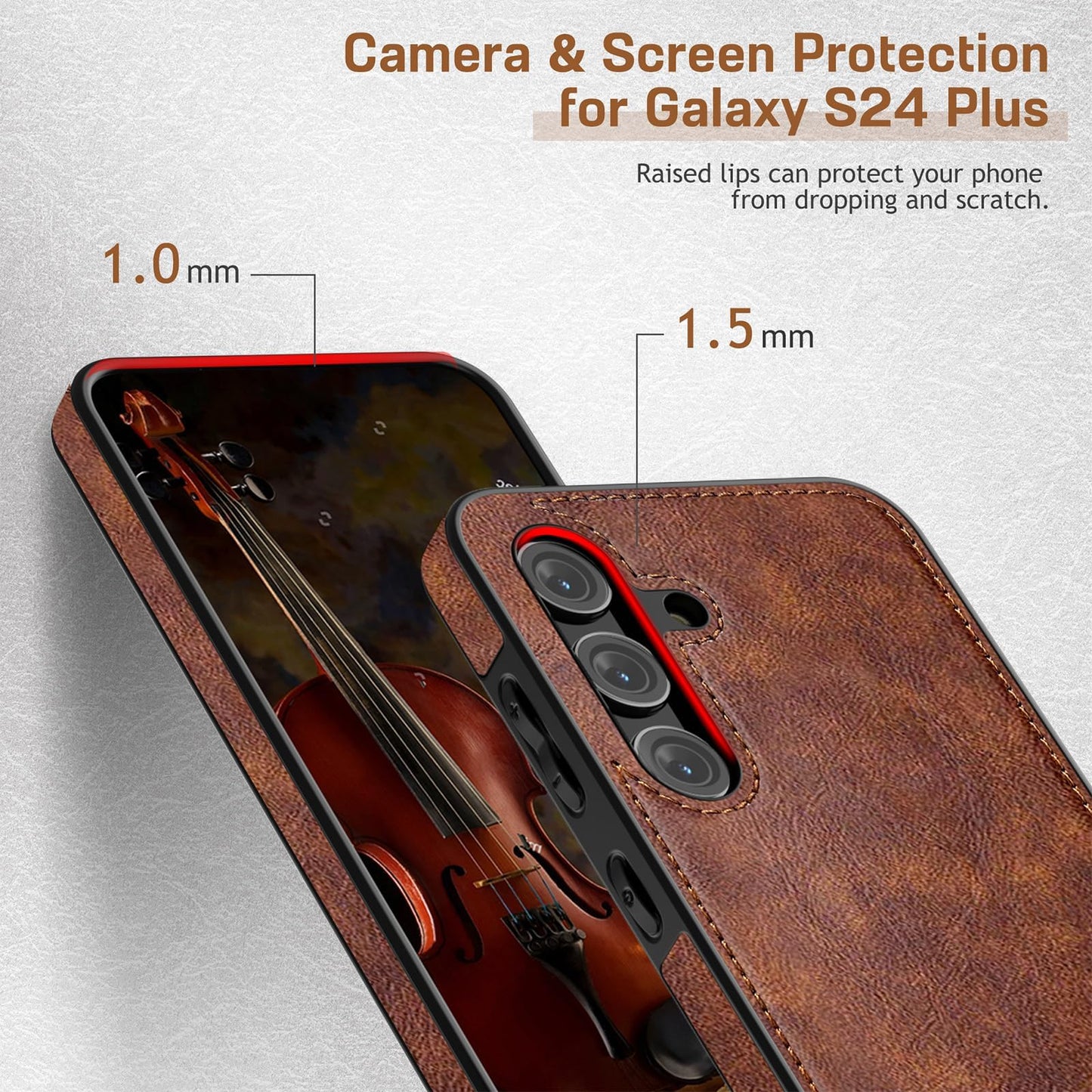 LOHASIC for Galaxy S24 Plus Case 5G, Premium Leather Luxury Business PU Non-Slip Grip Shockproof Bumper Full Body Protective Cover Men Phone Cases for Samsung Galaxy S24+ Plus 5G 6.7 inch 2024 - Brown