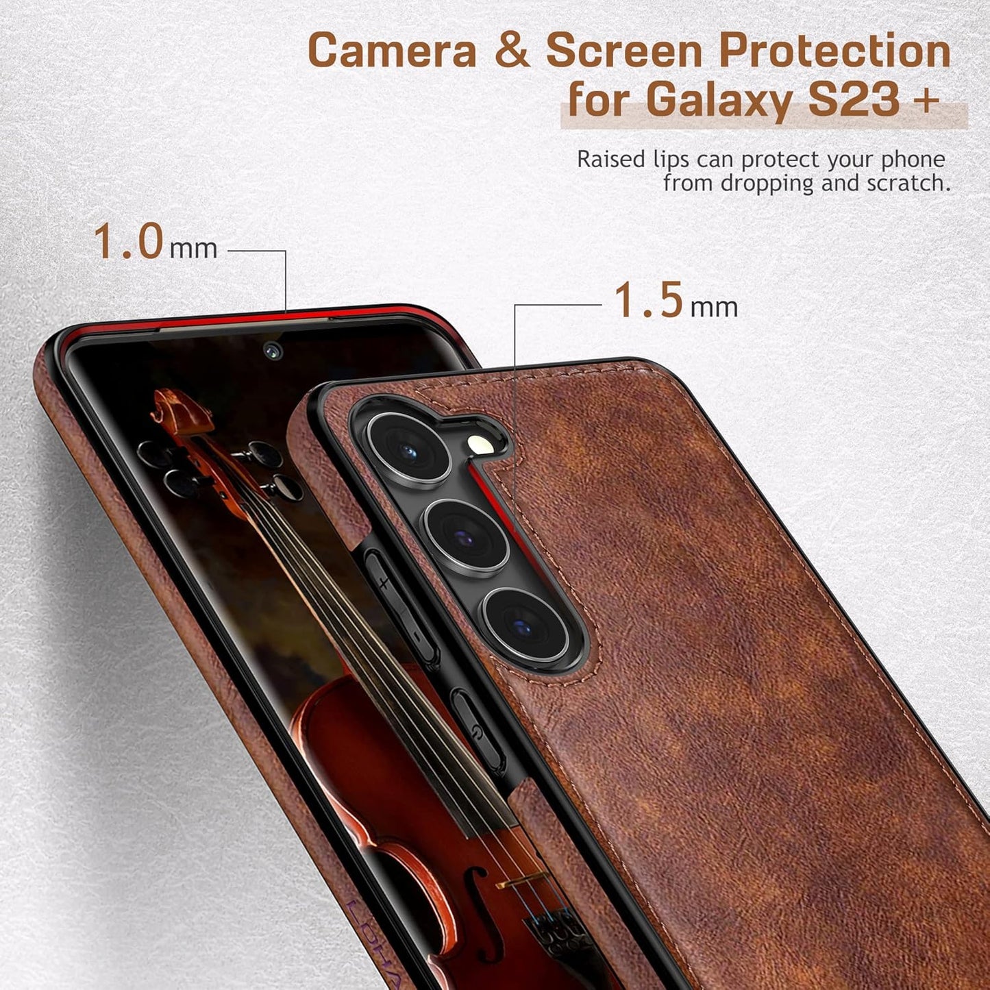 LOHASIC for Galaxy S24 Plus Case 5G, Premium Leather Luxury Business PU Non-Slip Grip Shockproof Bumper Full Body Protective Cover Men Phone Cases for Samsung Galaxy S24+ Plus 5G 6.7 inch 2024 - Brown